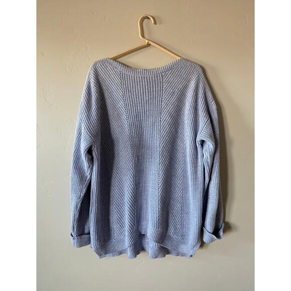 M&S Collections Blue Chunky Knit Women's Pullover Sweater- Size Large - Picture 2 of 4